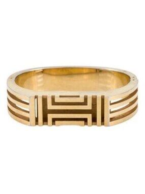 AUTHENTIC Tory Burch Gold Hinge Cuff Bracelet Logo Statement Bangle